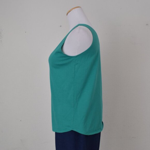 Vintage 80s Green Cotton/Poly Tank Top‎ | size L - Picture 3 of 12